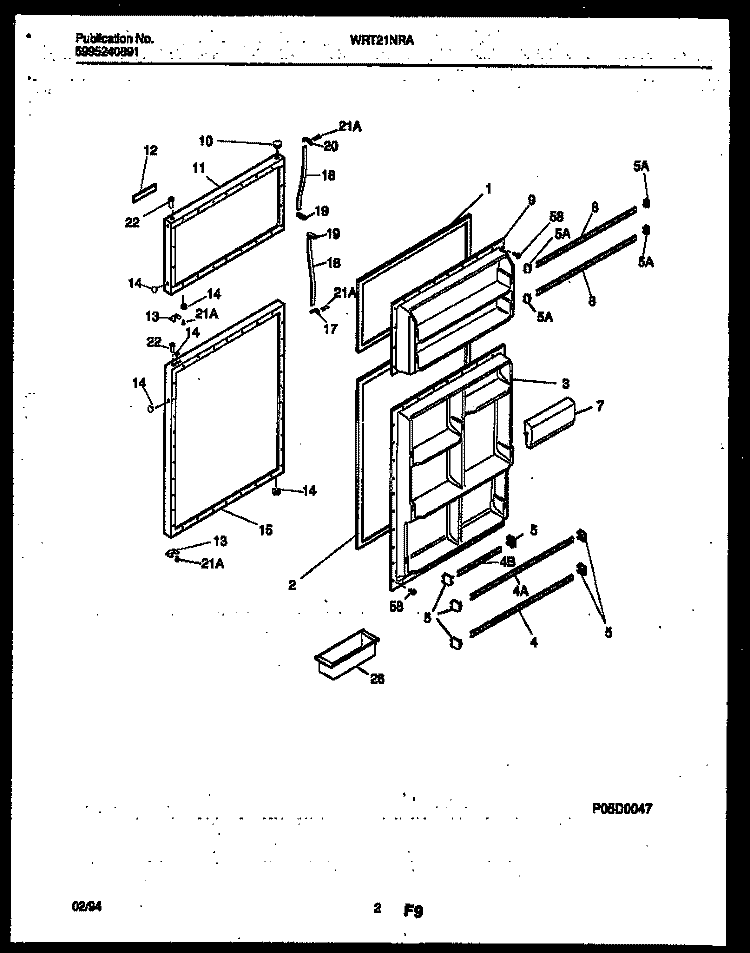 DOOR PARTS Diagram and Parts List for WRT21NRAW0  Frigidaire Refrigerator