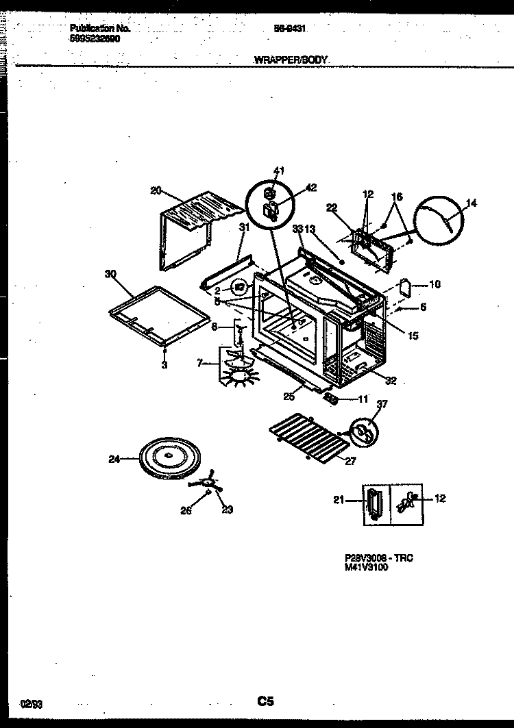 WRAPPER AND BODY PARTS Diagram and Parts List for 56-9431-10-05  Tappan Microwave