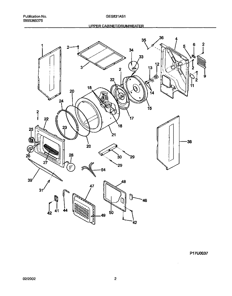 DRY CAB, DRM, HTR Diagram and Parts List for GES831AS1  Gibson Washer Dryer Combo