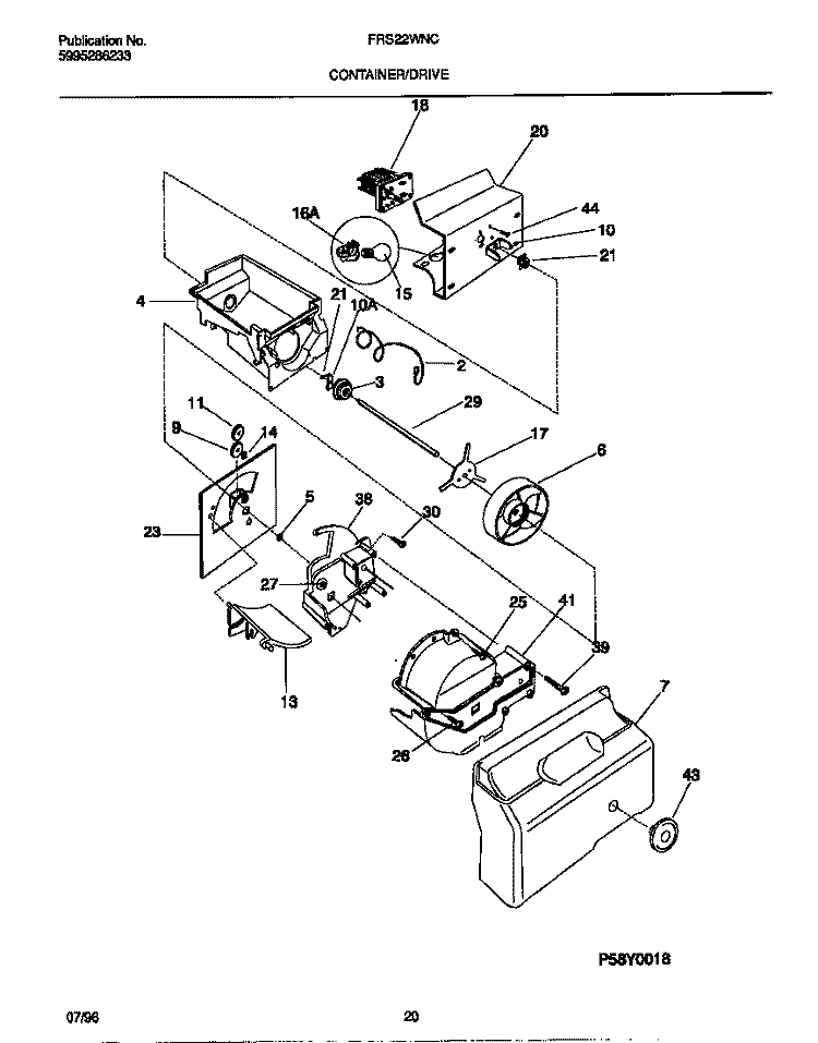 CONTAINER / DRIVE Diagram and Parts List for FRS22WNCW2  Frigidaire Refrigerator