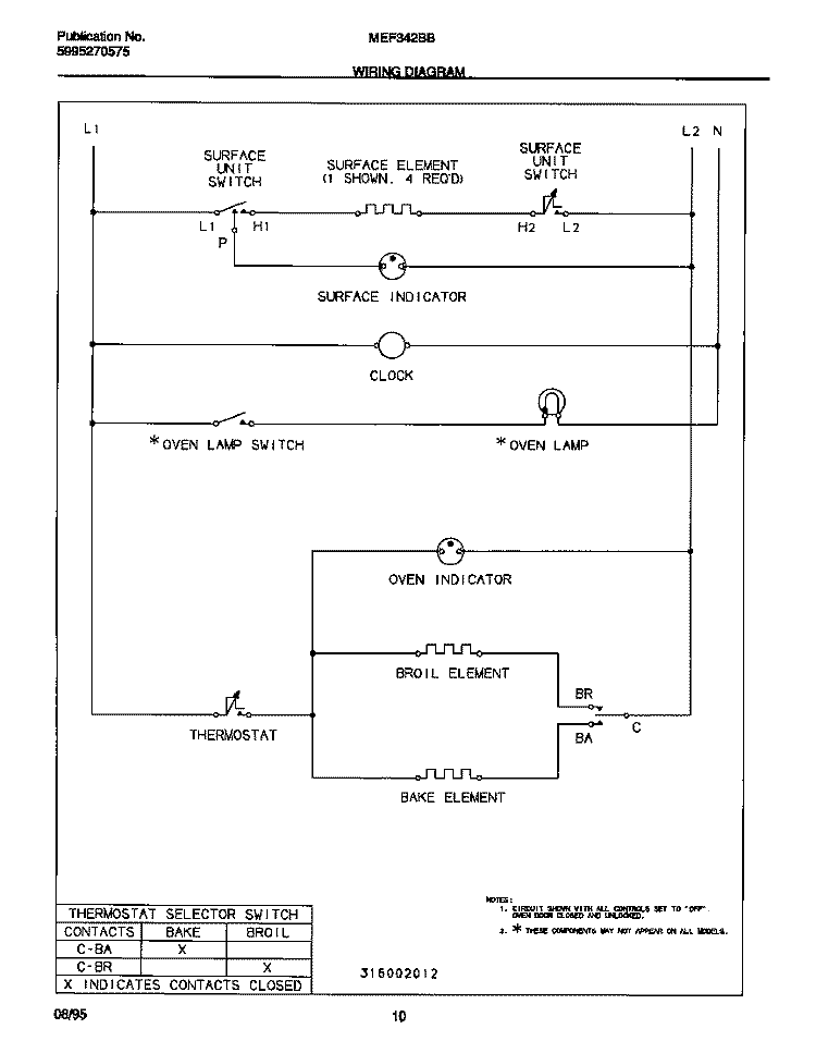 WIRING DIAGRAM Diagram and Parts List for MEF342BBWD  Frigidaire Range