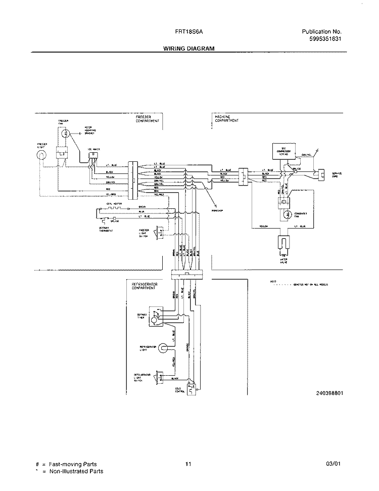 WIRING DIAGRAM Diagram and Parts List for FRT18S6AW0  Frigidaire Refrigerator