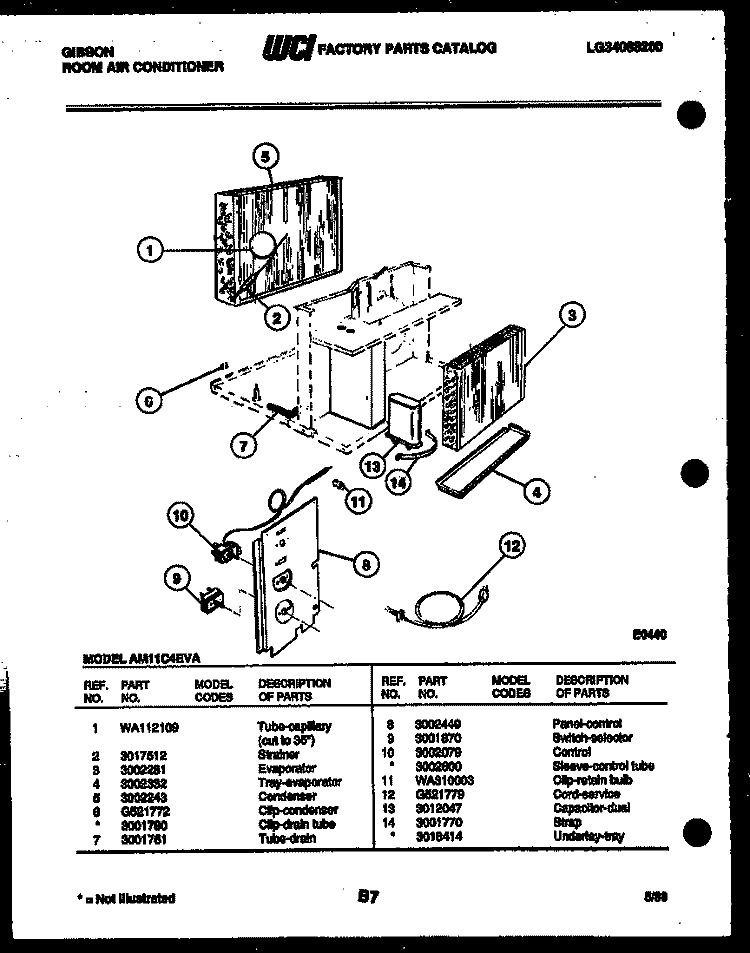 ELECTRICAL PARTS Diagram and Parts List for AM11C4EVA  Gibson Air Conditioner