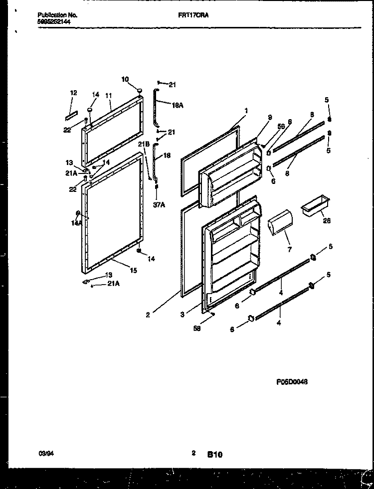 DOOR PARTS Diagram and Parts List for FRT17CRAW1  Frigidaire Refrigerator