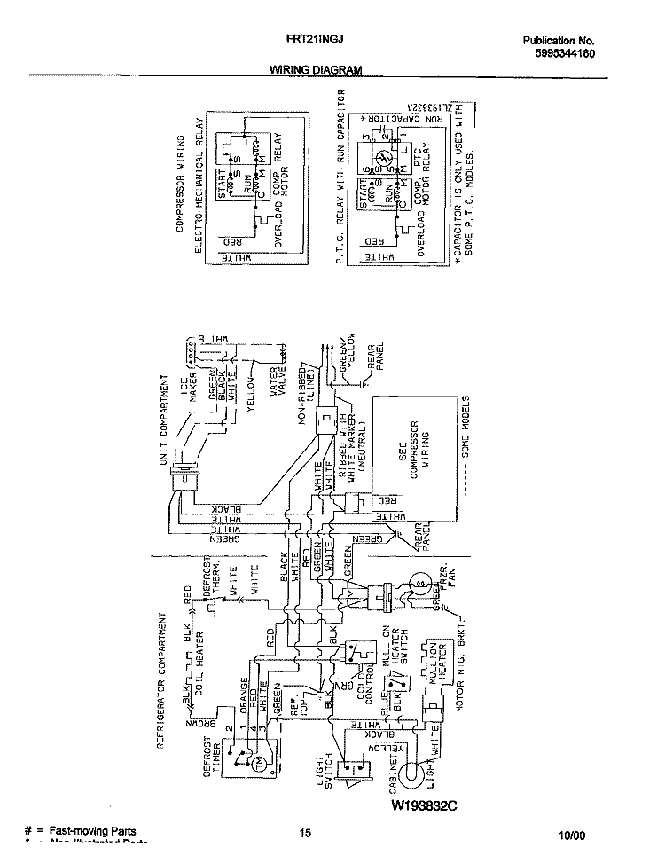 WIRING DIAGRAM Diagram and Parts List for FRT21INGJB1  Frigidaire Refrigerator