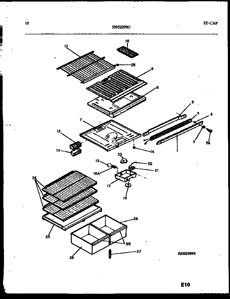 SHELVES AND SUPPORTS Diagram and Parts List for PRT193MCH1  Frigidaire Refrigerator