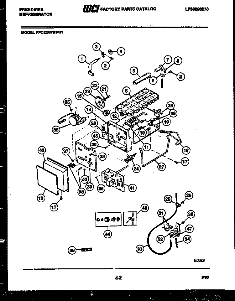 ICE MAKER AND INSTALLATION PARTS Diagram and Parts List for FPCE24VWFA1  Frigidaire Refrigerator