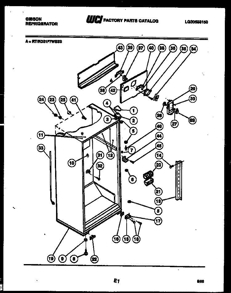CABINET PARTS Diagram and Parts List for RD21F7WS3B  Gibson Refrigerator