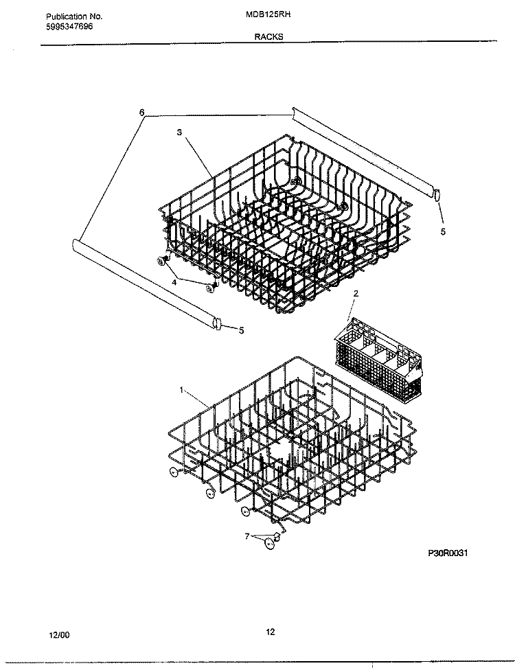 RACKS Diagram and Parts List for MDB125RHD1  Frigidaire Dishwasher