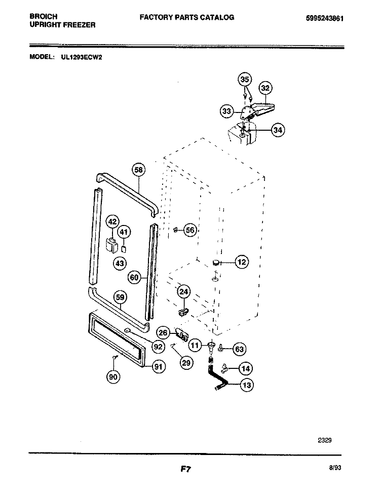 CABINET Diagram and Parts List for UL1293ECW2  Electrolux Freezer