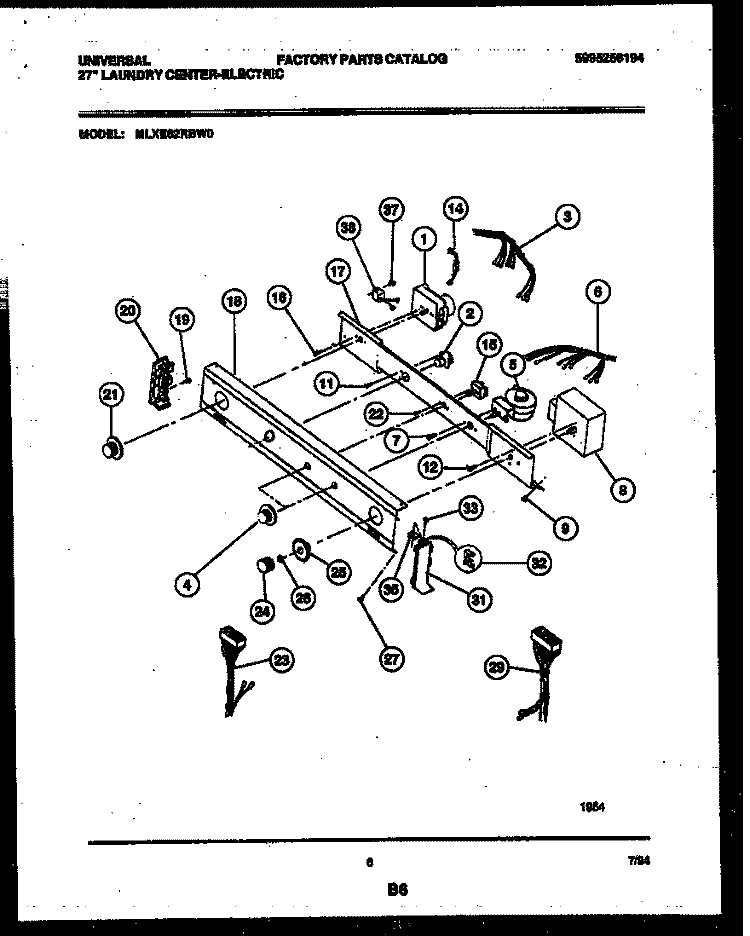 CONSOLE AND CONTROL PARTS Diagram and Parts List for MLXE62RBWW0  Frigidaire Washer Dryer Combo