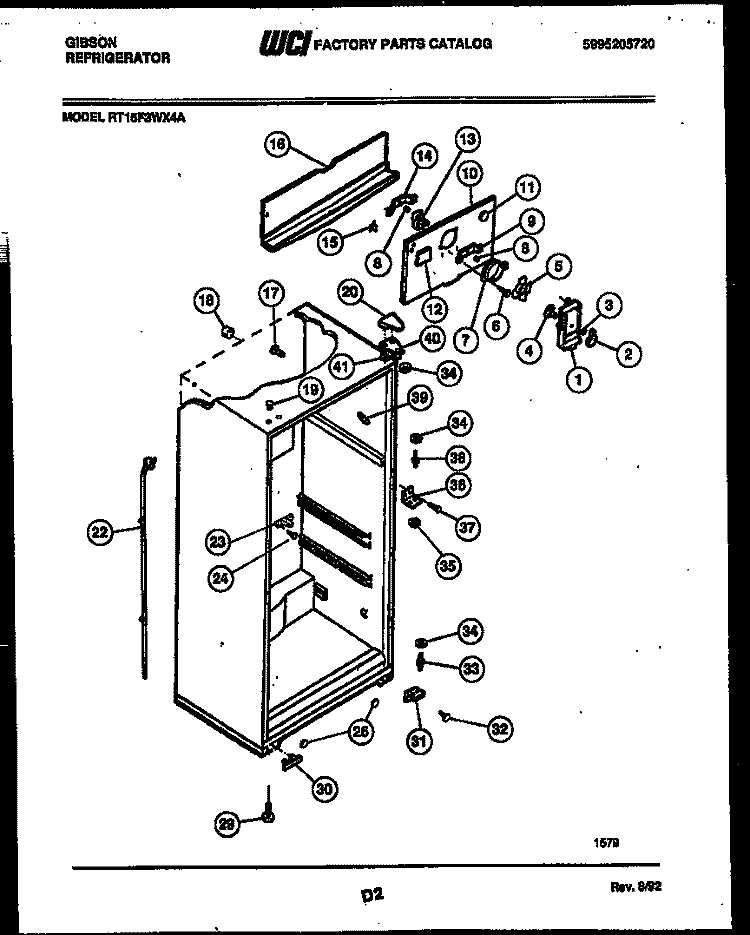CABINET PARTS Diagram and Parts List for RT15F3WX4A  Gibson Refrigerator