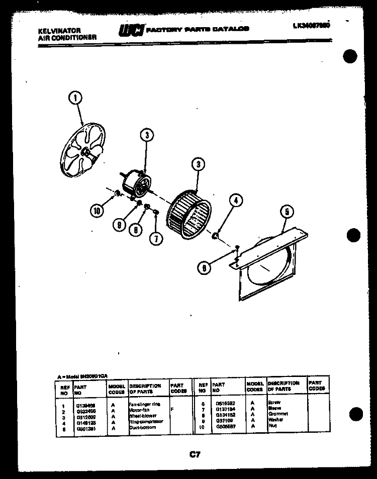 AIR HANDLING PARTS Diagram and Parts List for SH206D1QA  Kelvinator Air Conditioner