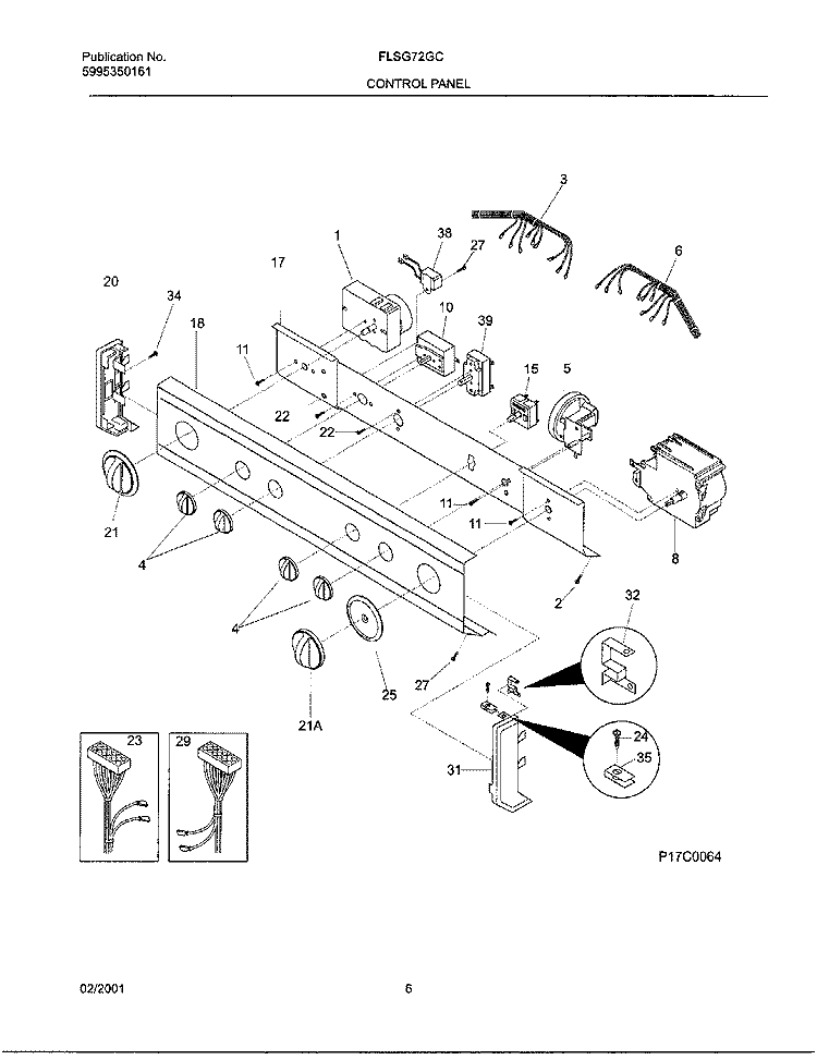 CONTROL PANEL Diagram and Parts List for FLSG72GCSTA  Frigidaire Washer Dryer Combo