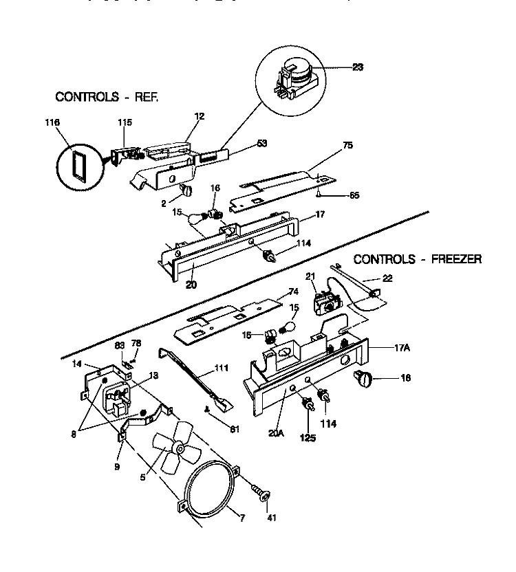 CONTROLS Diagram and Parts List for GRS22WNCD1  Gibson Refrigerator