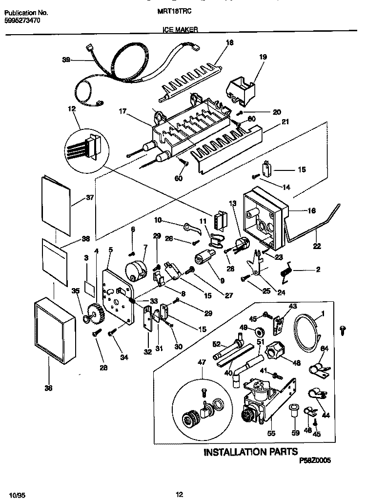 ICE MAKER Diagram and Parts List for MRT18TRCD1  Frigidaire Refrigerator