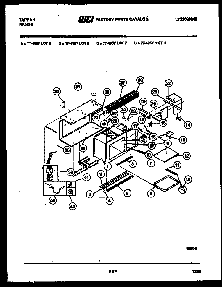 UPPER BODY PARTS Diagram and Parts List for 77-4957-00-08  Tappan Range