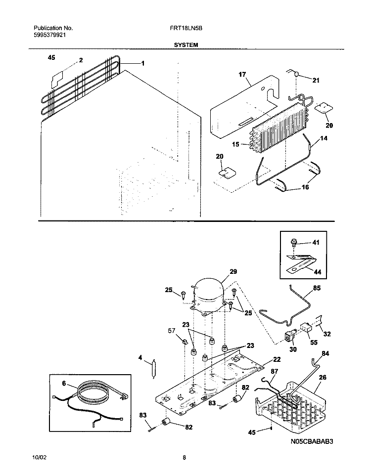 SYSTEM Diagram and Parts List for FRT18LN5BW2  Frigidaire Refrigerator