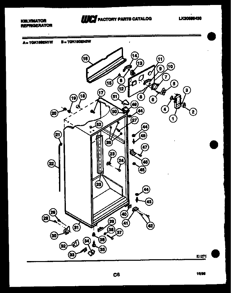 CABINET PARTS Diagram and Parts List for TGK180EN1D  Kelvinator Refrigerator