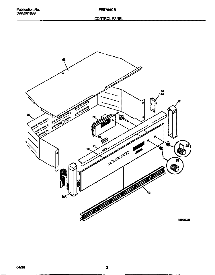 CONTROL PANEL Diagram and Parts List for FEB756CBTD  Frigidaire Wall Oven