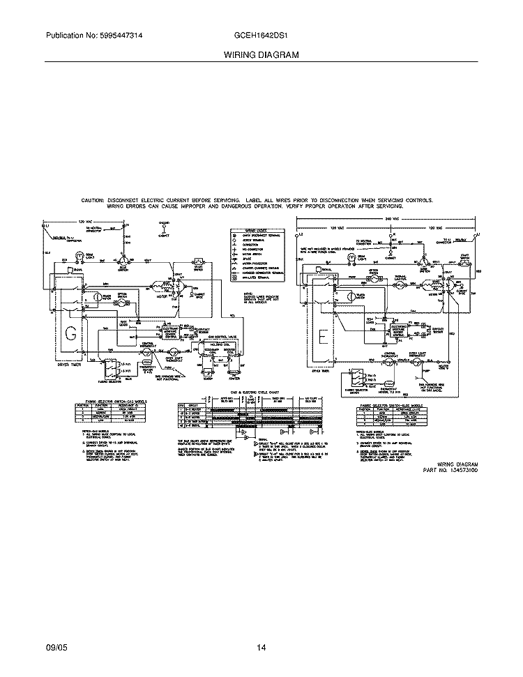 WIRING DIAGRAM Diagram and Parts List for GCEH1642DS1  Frigidaire Washer Dryer Combo