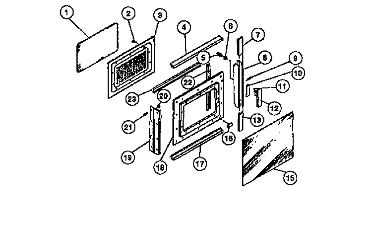 UPPER DOOR Diagram and Parts List for REM638BDL3  Frigidaire Range