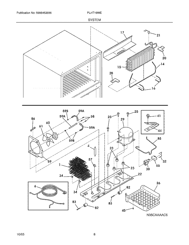SYSTEM Diagram and Parts List for PLHT19WEK9  Frigidaire Refrigerator