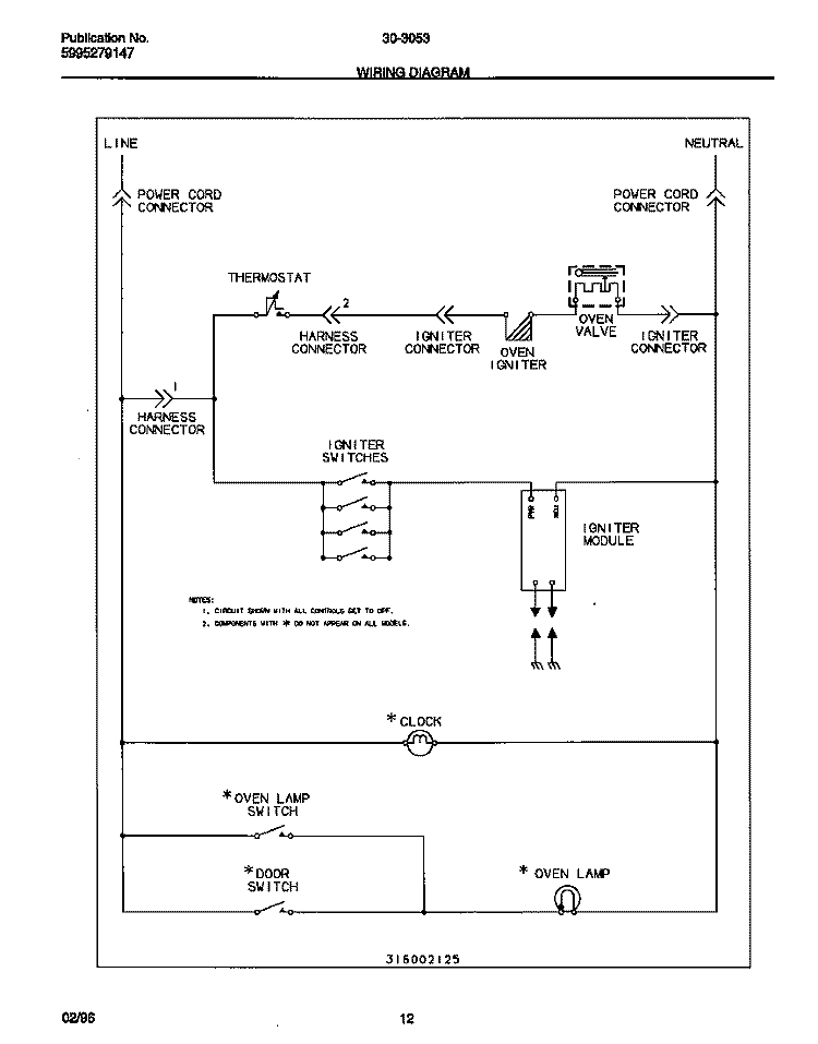 WIRING DIAGRAM Diagram and Parts List for 30-3053-00-04  Tappan Range