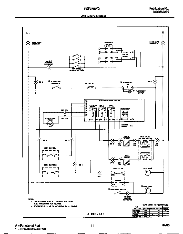 WIRING DIAGRAM Diagram and Parts List for FGF378WCCA  Frigidaire Range