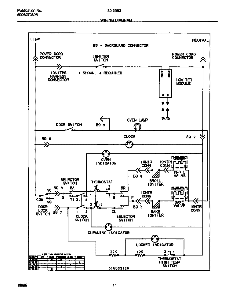 WIRING DIAGRAM Diagram and Parts List for 30-3982-00-06  Tappan Range