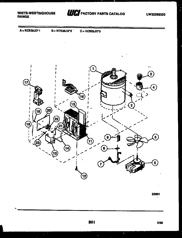 POWER CONTROL Diagram and Parts List for KC935JW3  Frigidaire Range