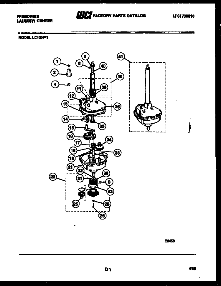 TRANSMISSION PARTS Diagram and Parts List for LC120FW1  Frigidaire Washer