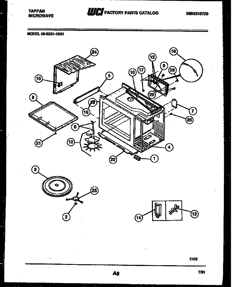 WRAPPER AND BODY PARTS Diagram and Parts List for 56-9331-10-01  Tappan Microwave