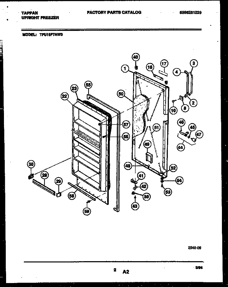 DOOR PARTS Diagram and Parts List for TFU16F7AW3  Tappan Freezer