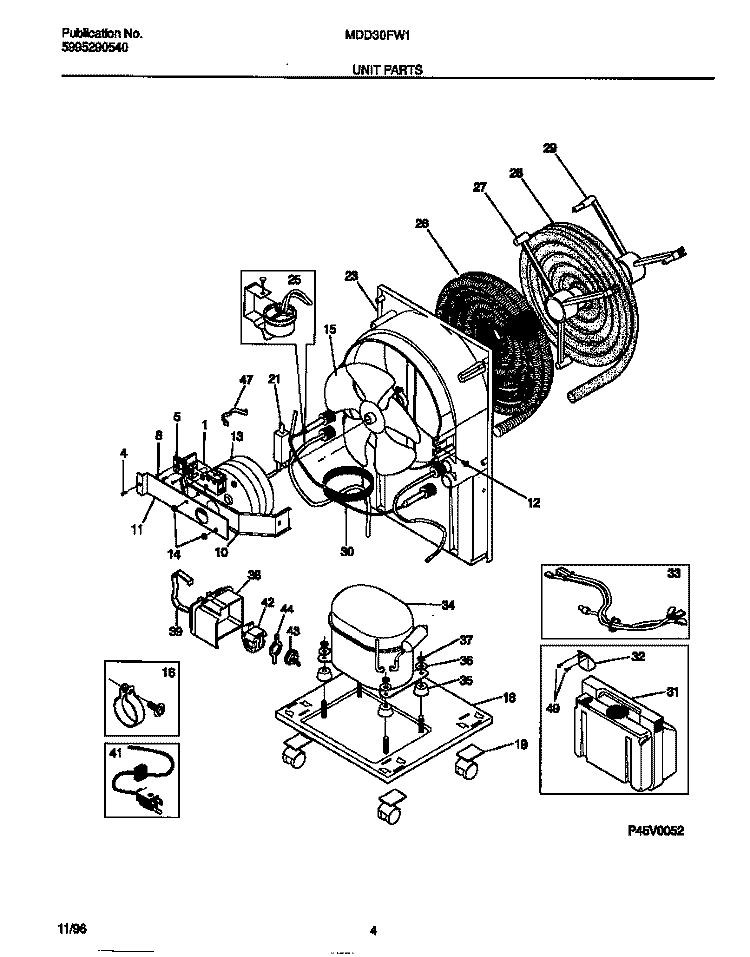 UNIT PARTS Diagram and Parts List for MDD30FW1  Frigidaire Dehumidifier