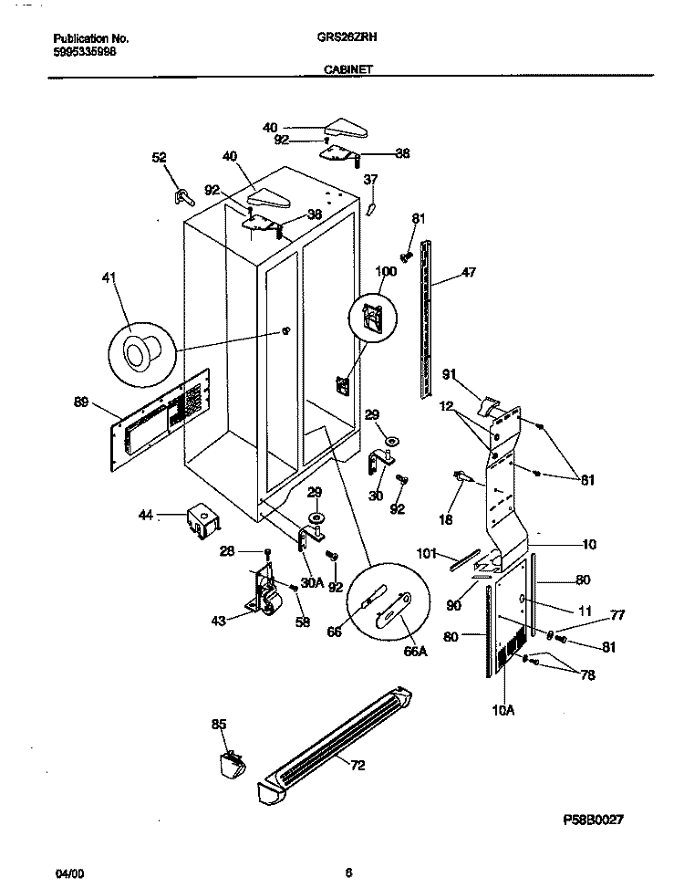 CABINET Diagram and Parts List for GRS26ZRHW3  Gibson Refrigerator