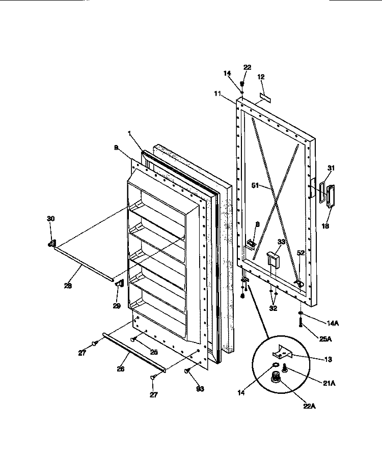 DOOR Diagram and Parts List for MFU12M2BW2  Frigidaire Freezer
