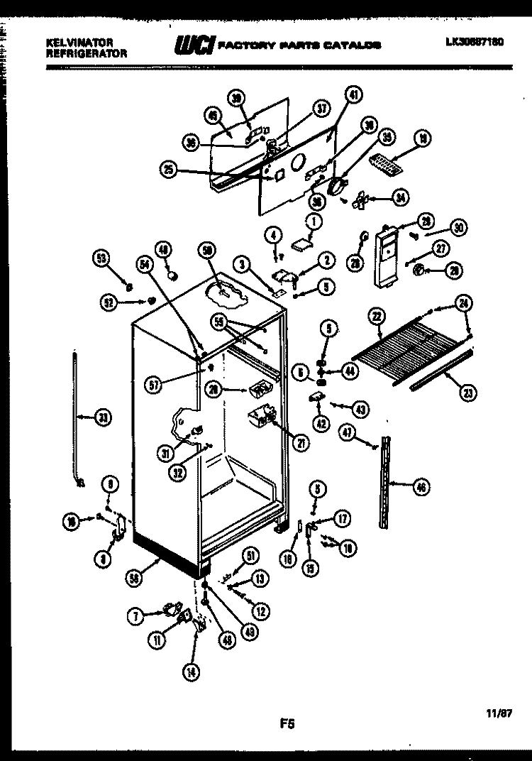 CABINET PARTS Diagram and Parts List for TGK180AN7F  Kelvinator Refrigerator