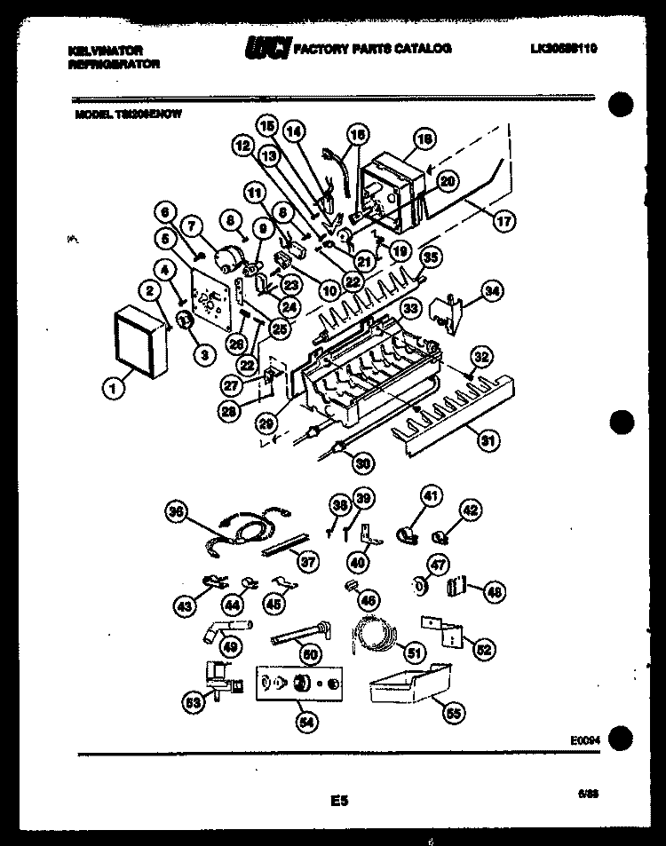 ICE MAKER PARTS Diagram and Parts List for TSI206EN0V  Kelvinator Refrigerator
