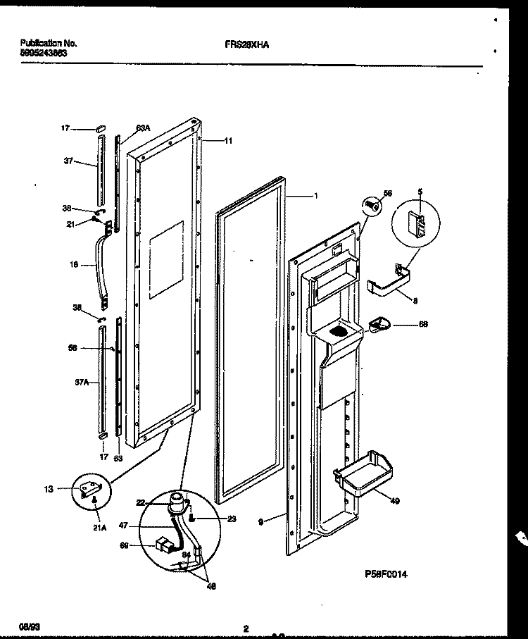 FREEZER DOOR PARTS Diagram and Parts List for FRS28XHAB0  Frigidaire Refrigerator