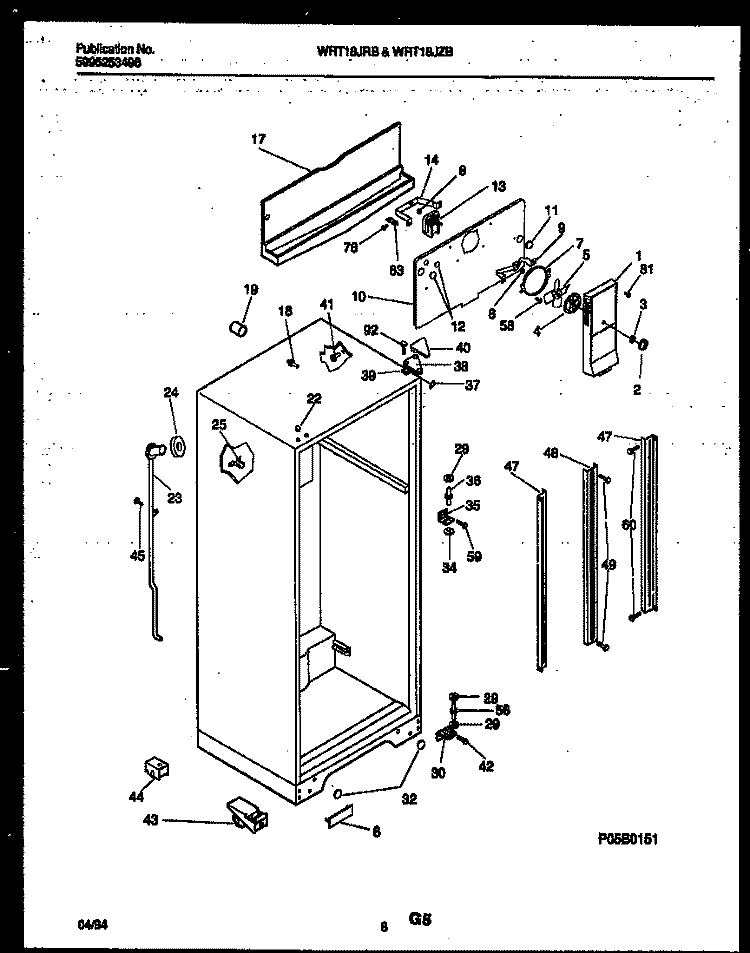 CABINET PARTS Diagram and Parts List for WRT18JRBW0  Frigidaire Refrigerator