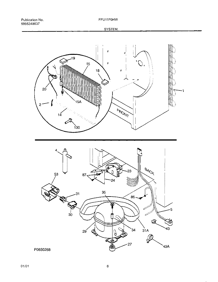 SYSTEM Diagram and Parts List for FFU11F0HW4  Frigidaire Freezer