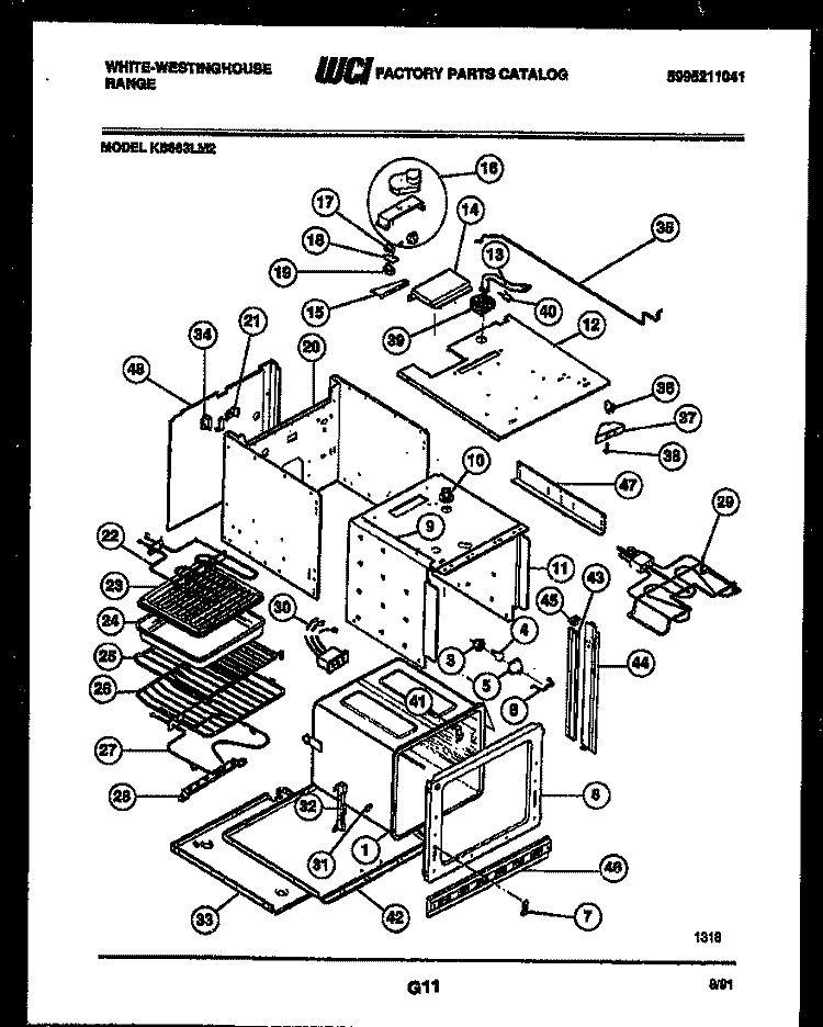 BODY PARTS Diagram and Parts List for KB663LM2  Frigidaire Wall Oven
