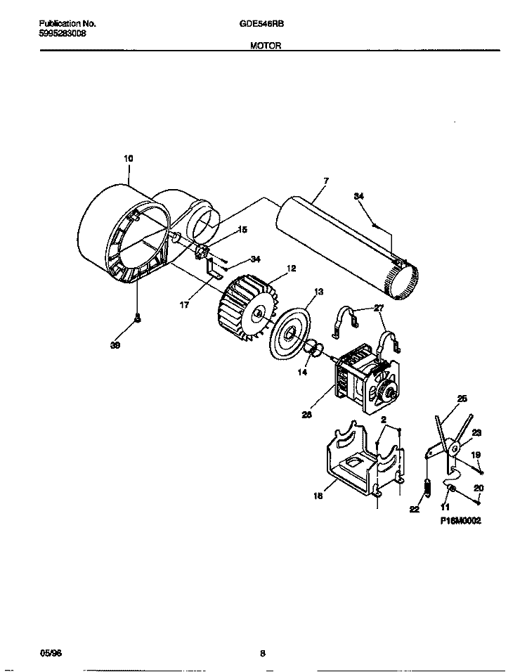 MOTOR Diagram and Parts List for GDE546RBS2  Gibson Dryer