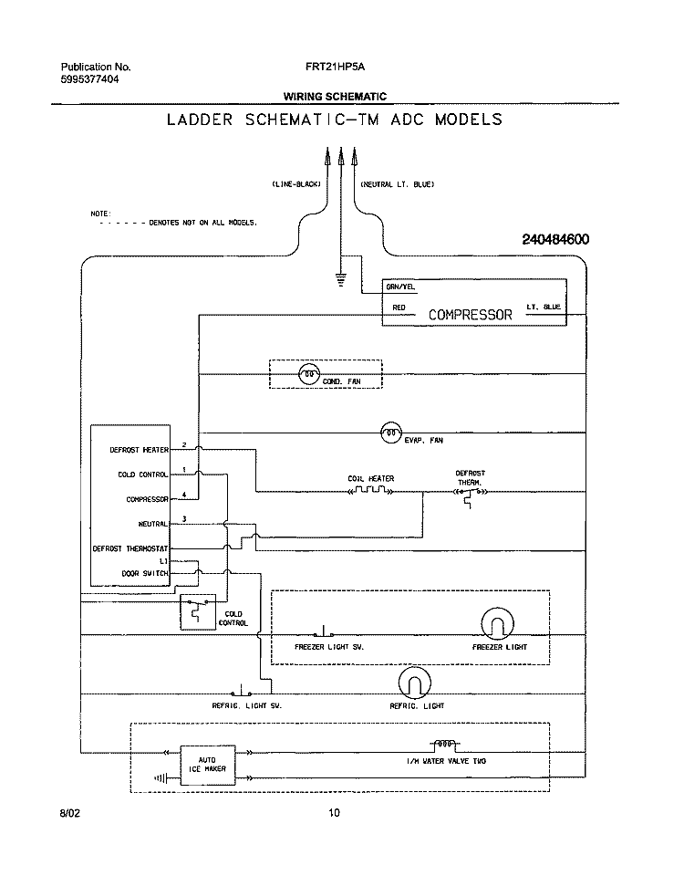 WIRING SCHEMATIC Diagram and Parts List for FRT21HP5AQ3  Frigidaire Refrigerator