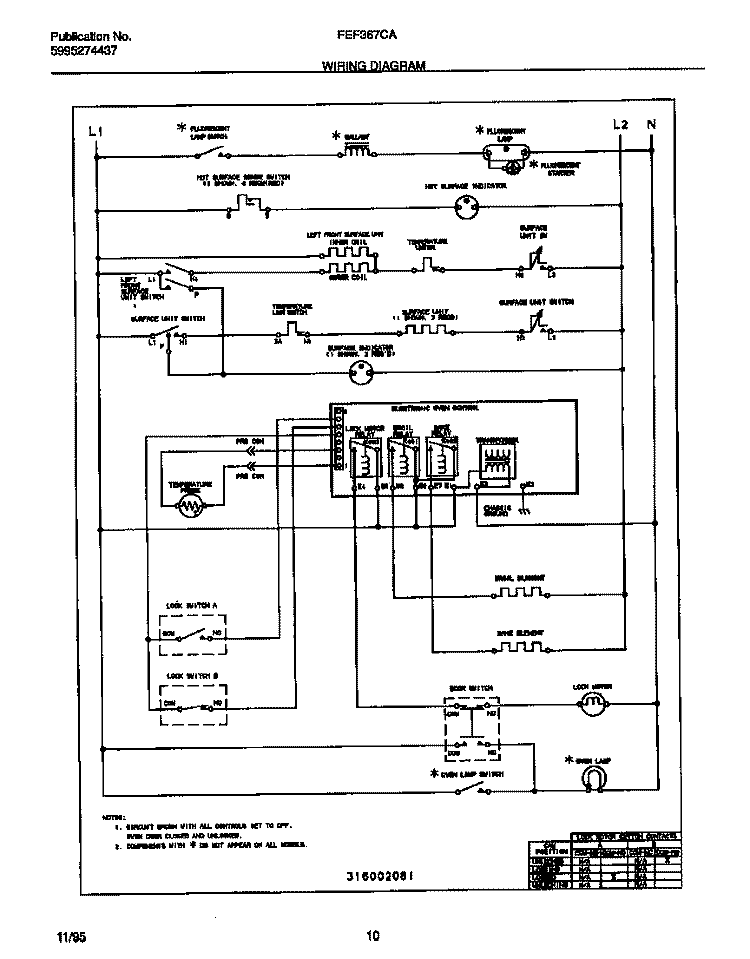 WIRING DIAGRAM Diagram and Parts List for FEF367CASD  Frigidaire Range