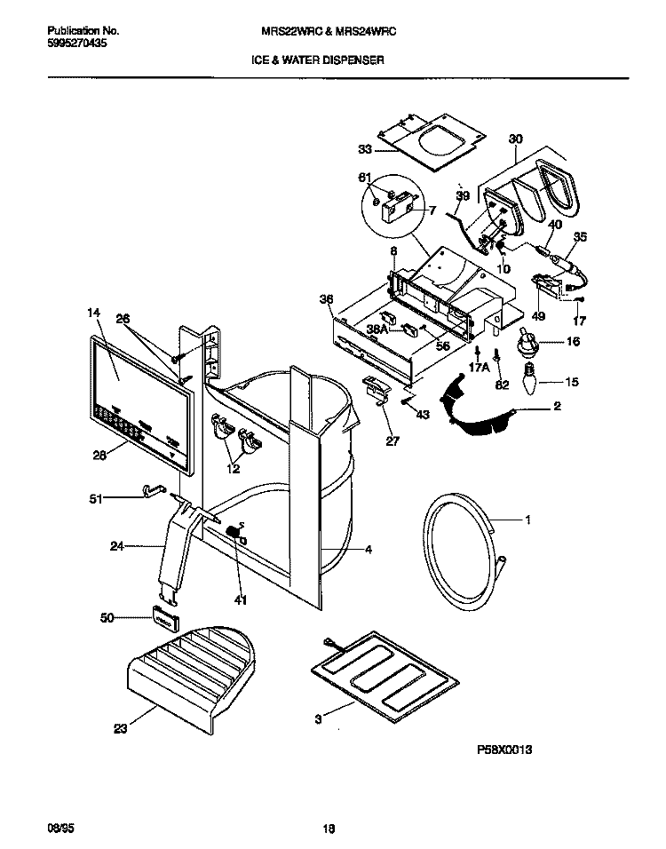 ICE & WATER DISPENSER Diagram and Parts List for MRS22WRCD1  Frigidaire Refrigerator