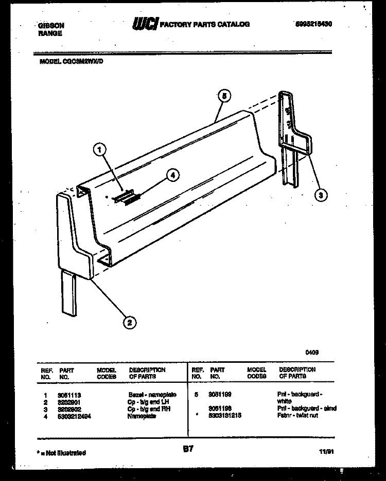 BODY PARTS Diagram and Parts List for HV1530B  Gibson Range Hood