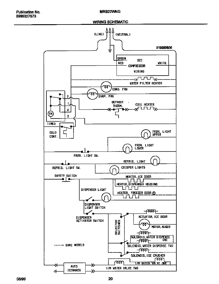 WIRING DIAGRAM Diagram and Parts List for MRS22WNGW4  Uni Refrigerator