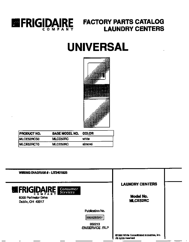 COVER Diagram and Parts List for MLCE52RCS0  Tappan Washer